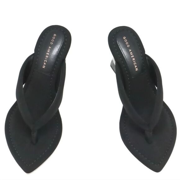 NIB Good American Neoprene Sandals Wedge Heel - Picture 11 of 16